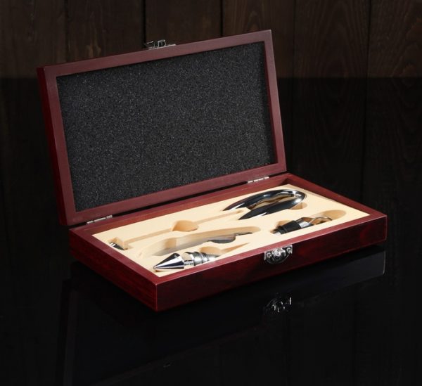 Набор для вина ДОЛЯНА, 5 предметов: штопор, нож для срезания фольги, пробка, каплеуловитель, термометр