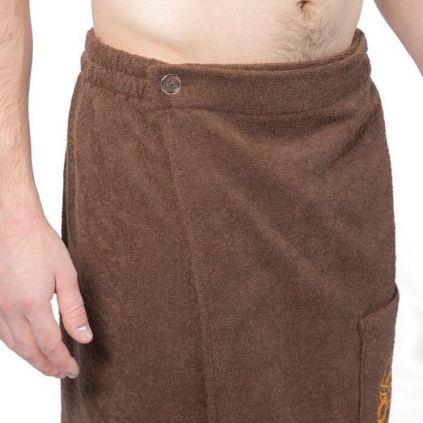 Килт(юбка) мужской махровый, с карманом, 70х150 (коричневый, зеленый)